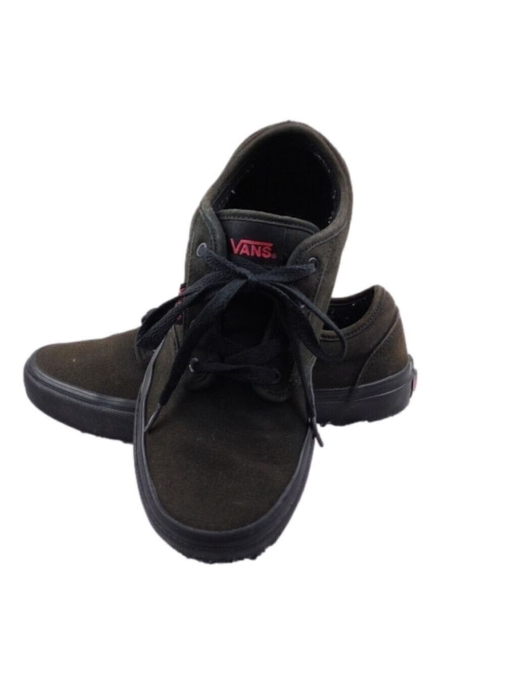 Vans Off The Wall Black Brown Canvas Upper Toe Round Lace Up Low Top Sneaker